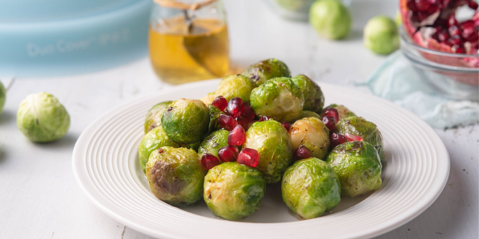 brussel sprouts cooked on the microwave with Duo Cover, reusable and sustainable microwave cover