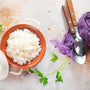 boiled white rice in bowl, diet food